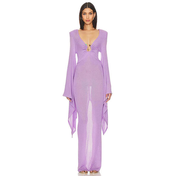 Revolve BRONX & BANCO Talia long sleeve mai dress lilac size S NWT $495 msrp - Picture 1 of 14